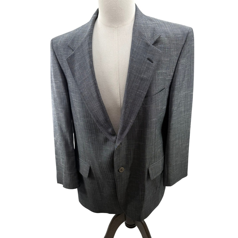 Andover Reed Mens 43R Sport Coat Blazer Charcoal Grey Herringbone Pinstripe USA